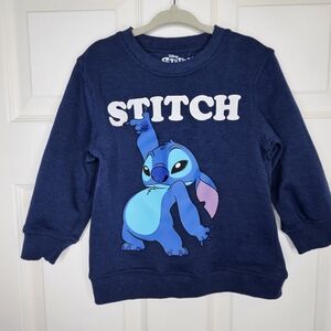 Disney Kids Navy Blue Stitch Graphic Sweatshirt Crewneck Boys Size 4T